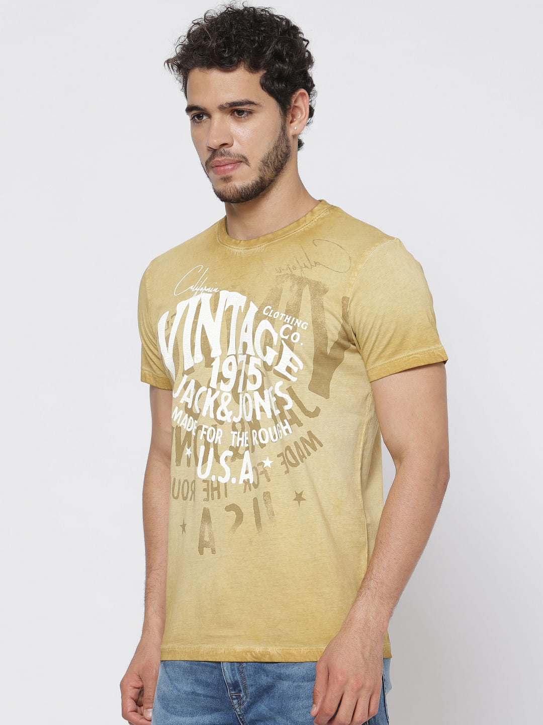 Brown Overdyed Printed T-Shirt