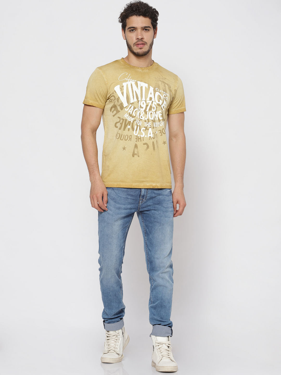 Brown Overdyed Printed T-Shirt
