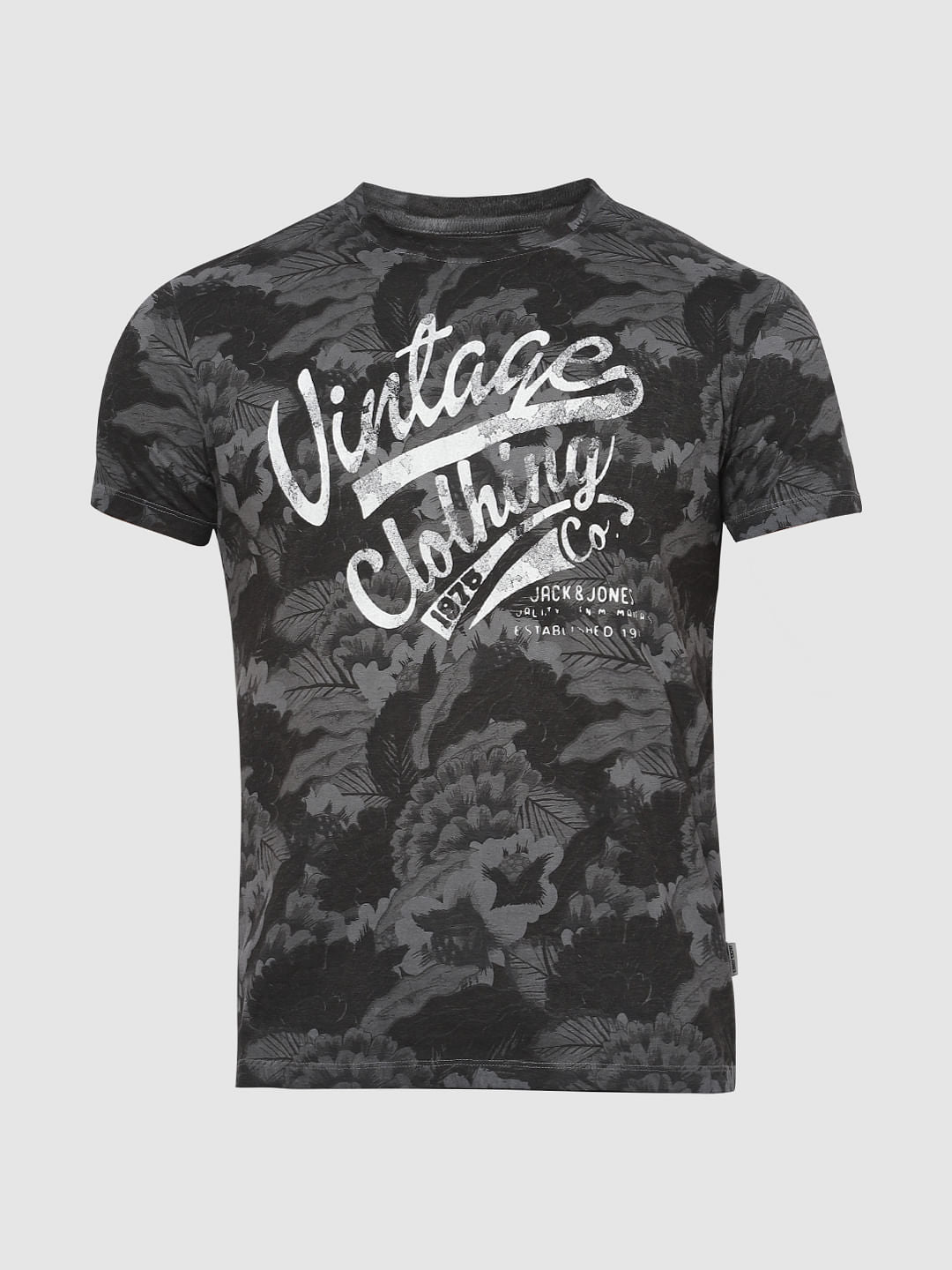 Black All Over Print Crew Neck T-Shirt