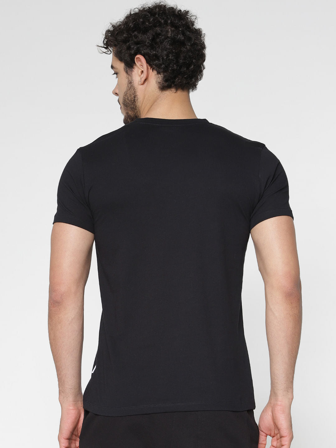 Black Camo Print Crew Neck T-Shirt