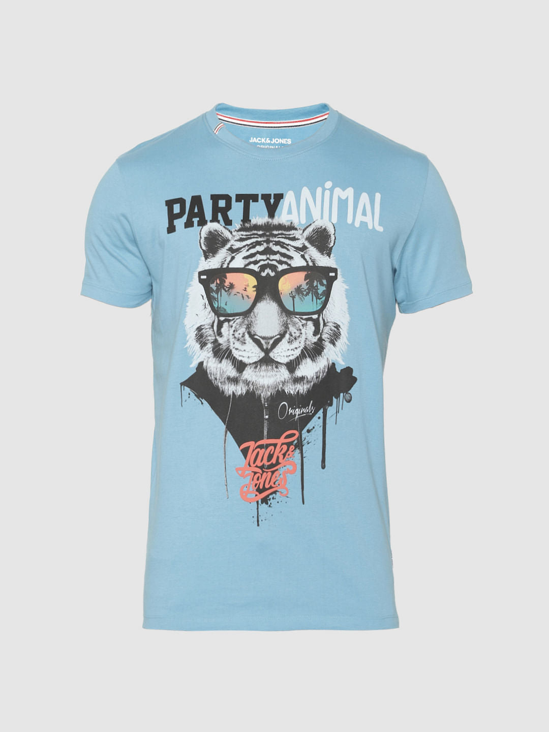 Blue Graphic Print Crew Neck T-Shirt