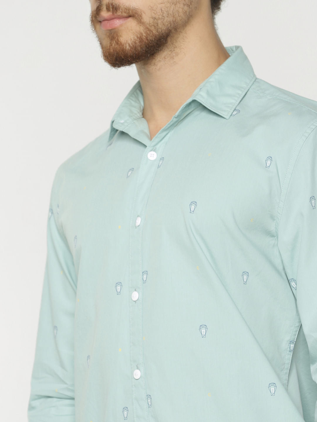 Blue Printed Full Sleeves Shirt