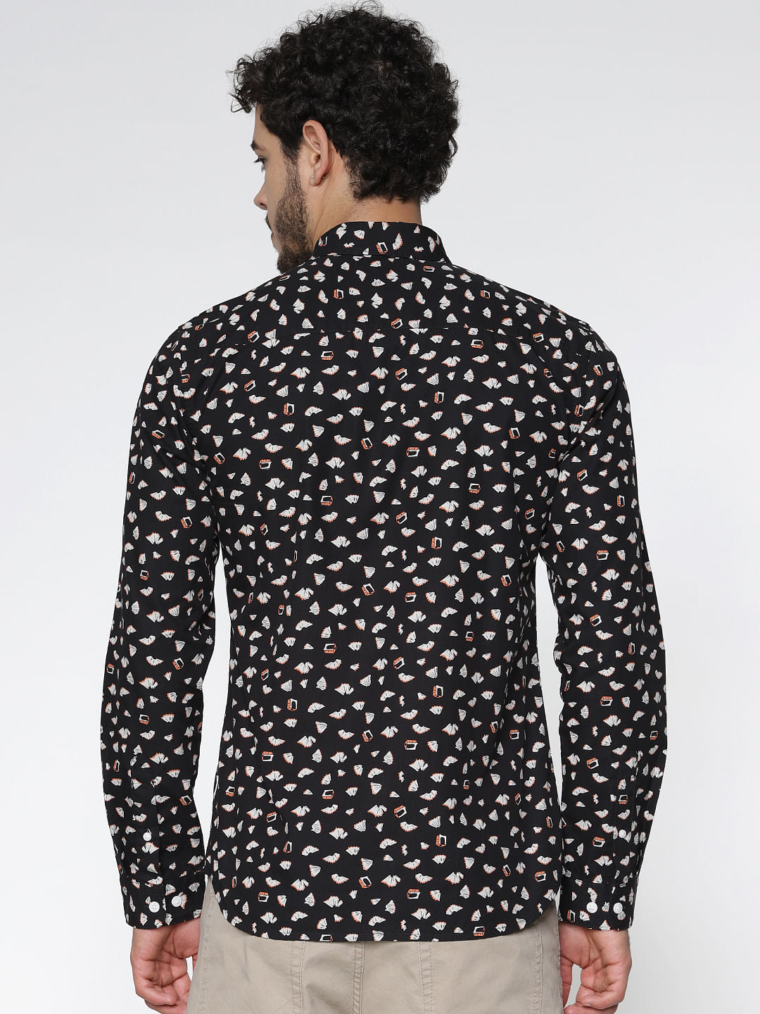 Black All Over Printed Full Sleeves Shirt