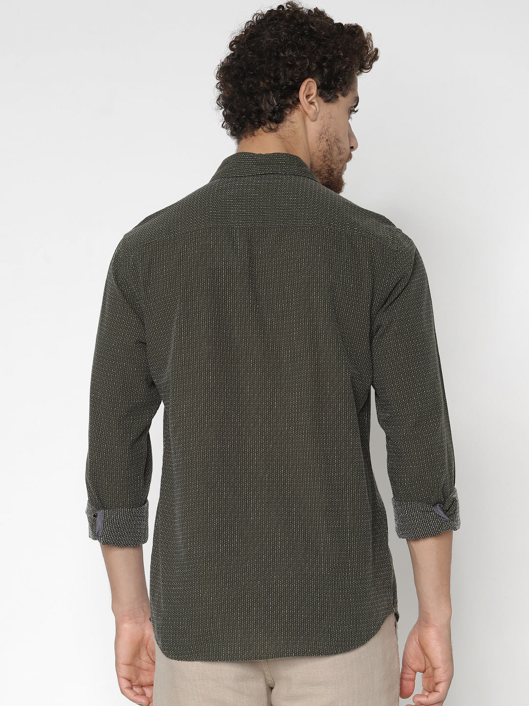 Green Printed Full Sleeves Shirt