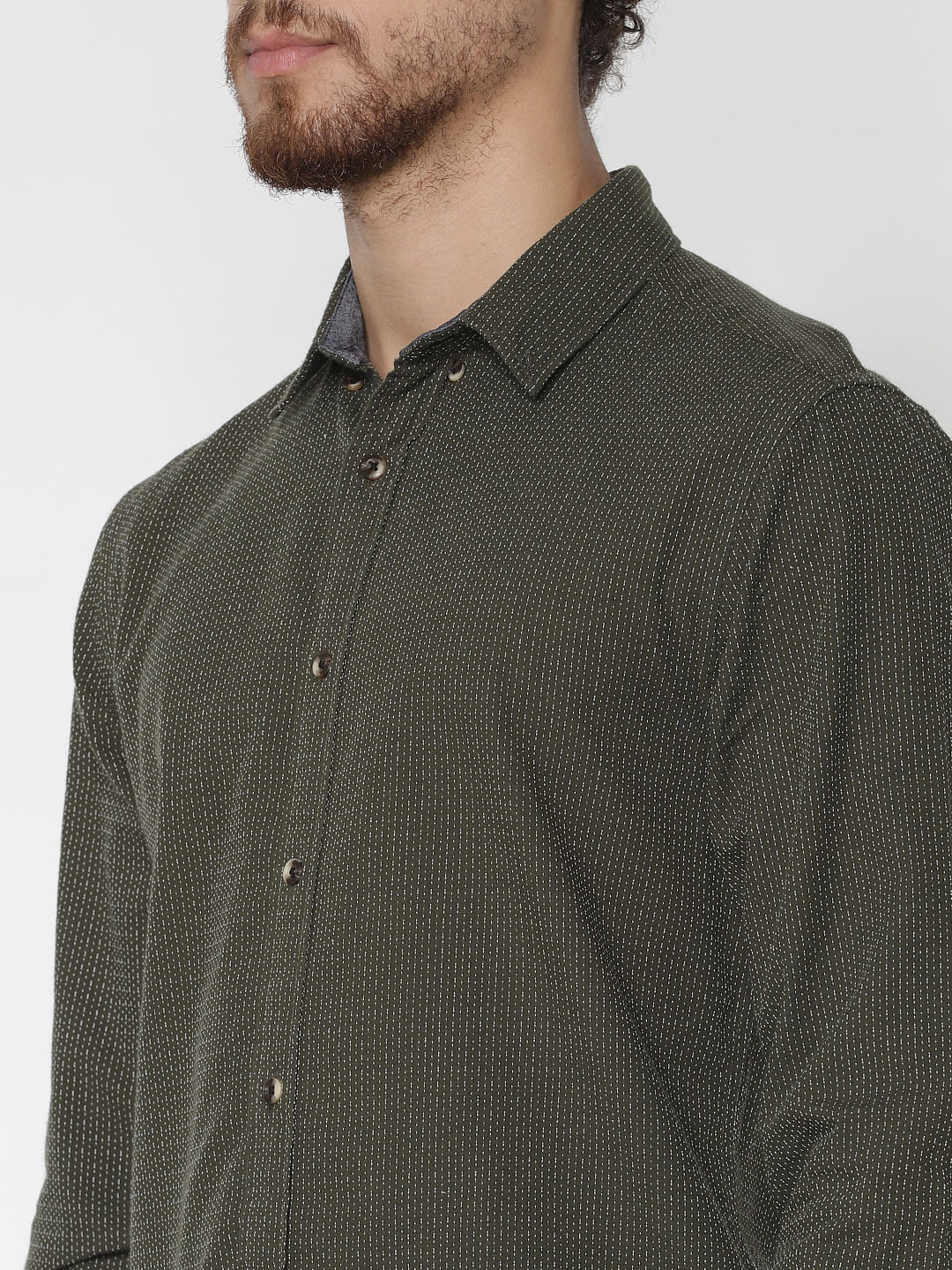 Green Printed Full Sleeves Shirt