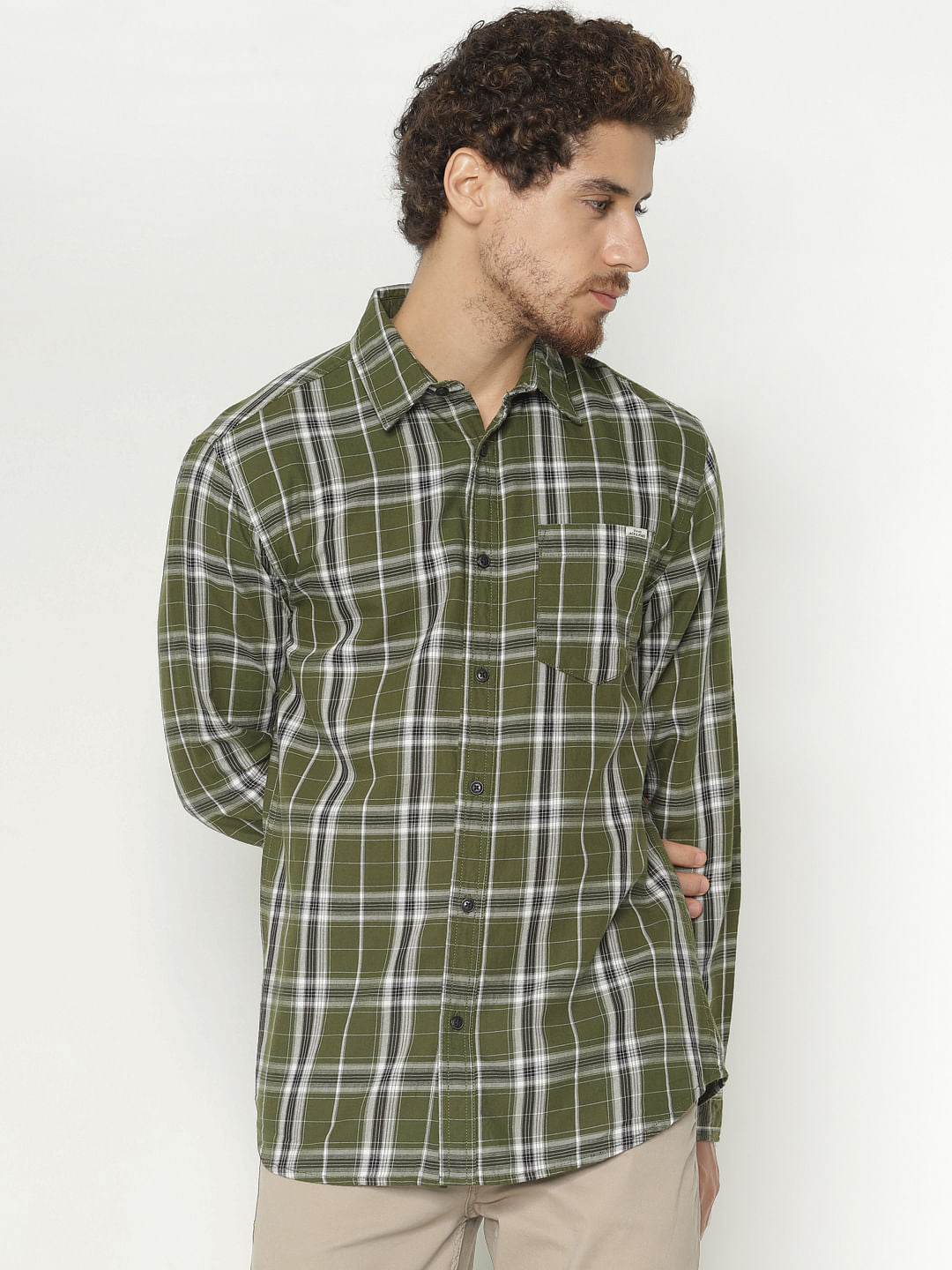 Green Check Full Sleeves Shirt