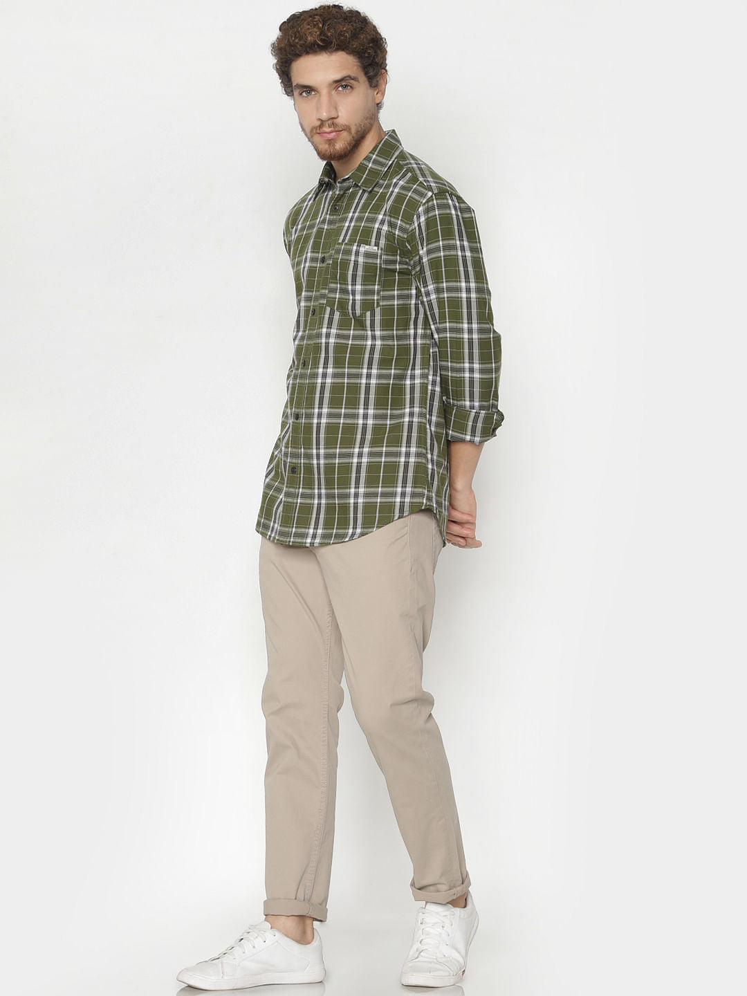 Green Check Full Sleeves Shirt