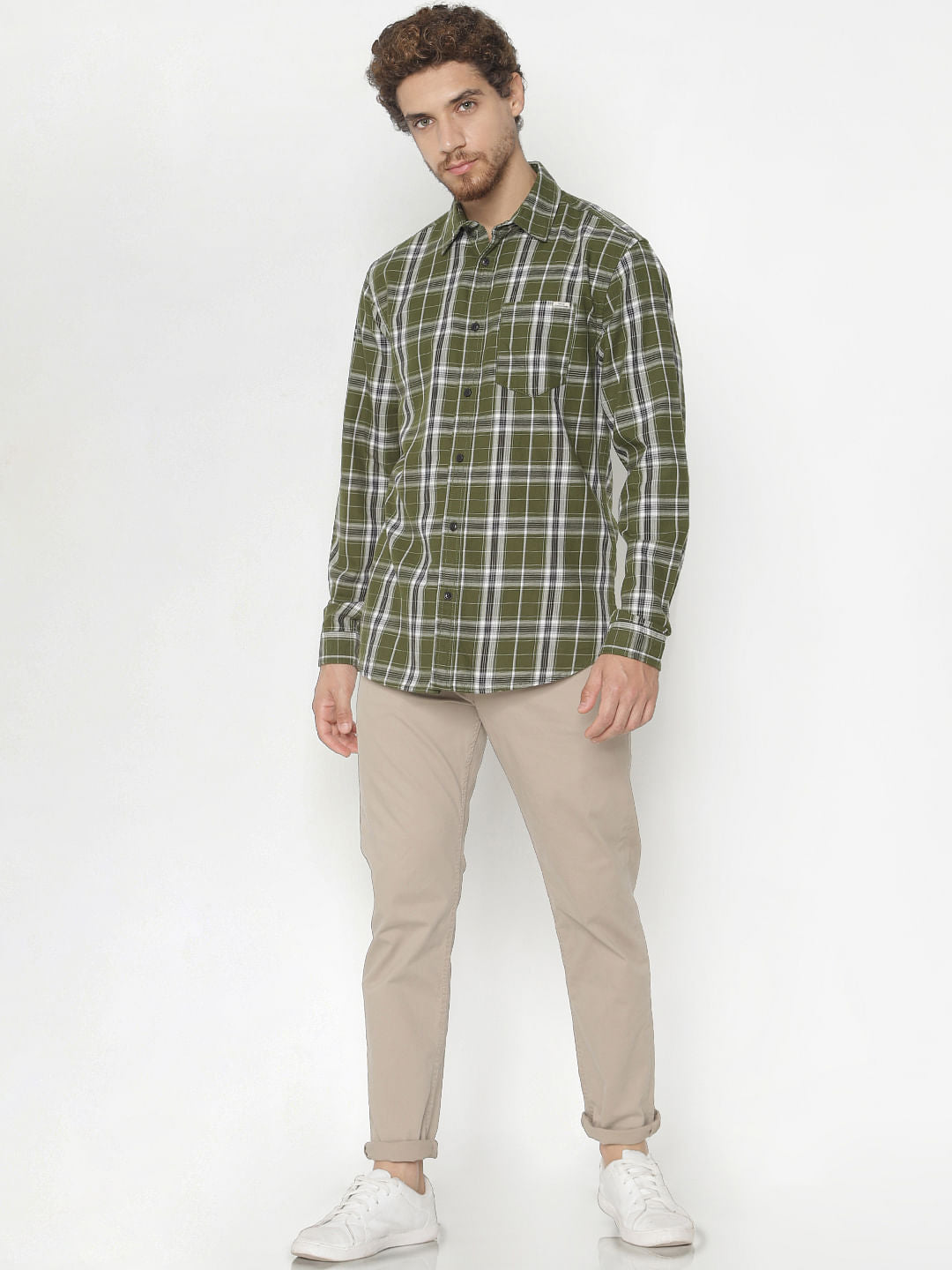 Green Check Full Sleeves Shirt