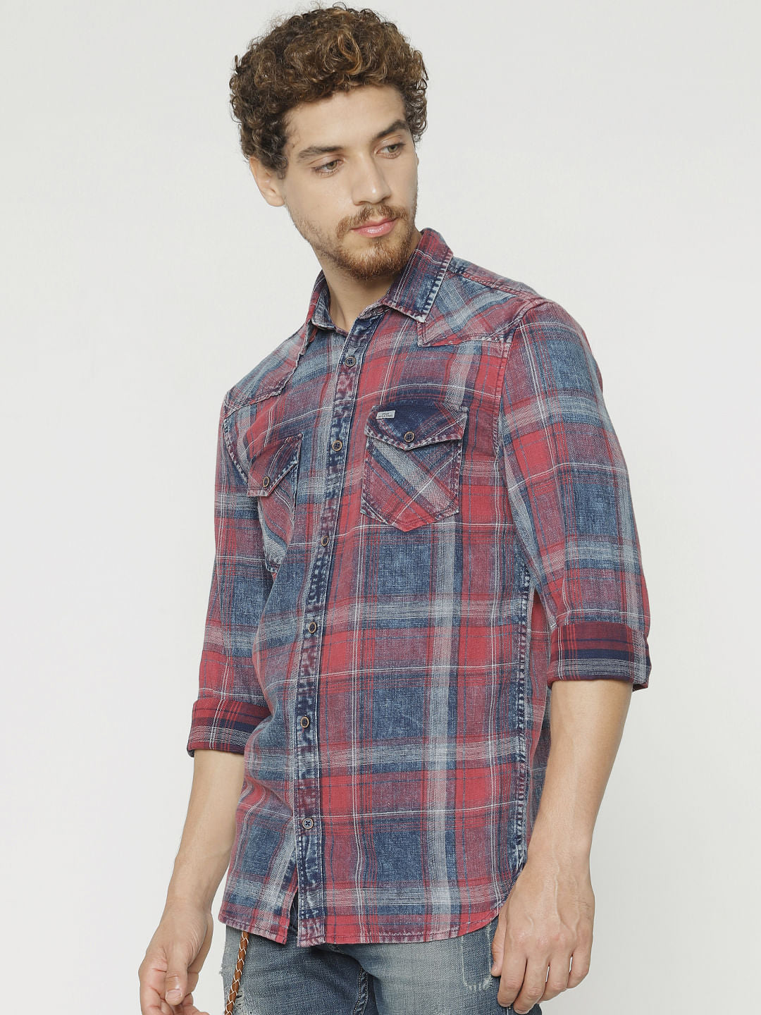 Red Checks Full Sleeves Shirt