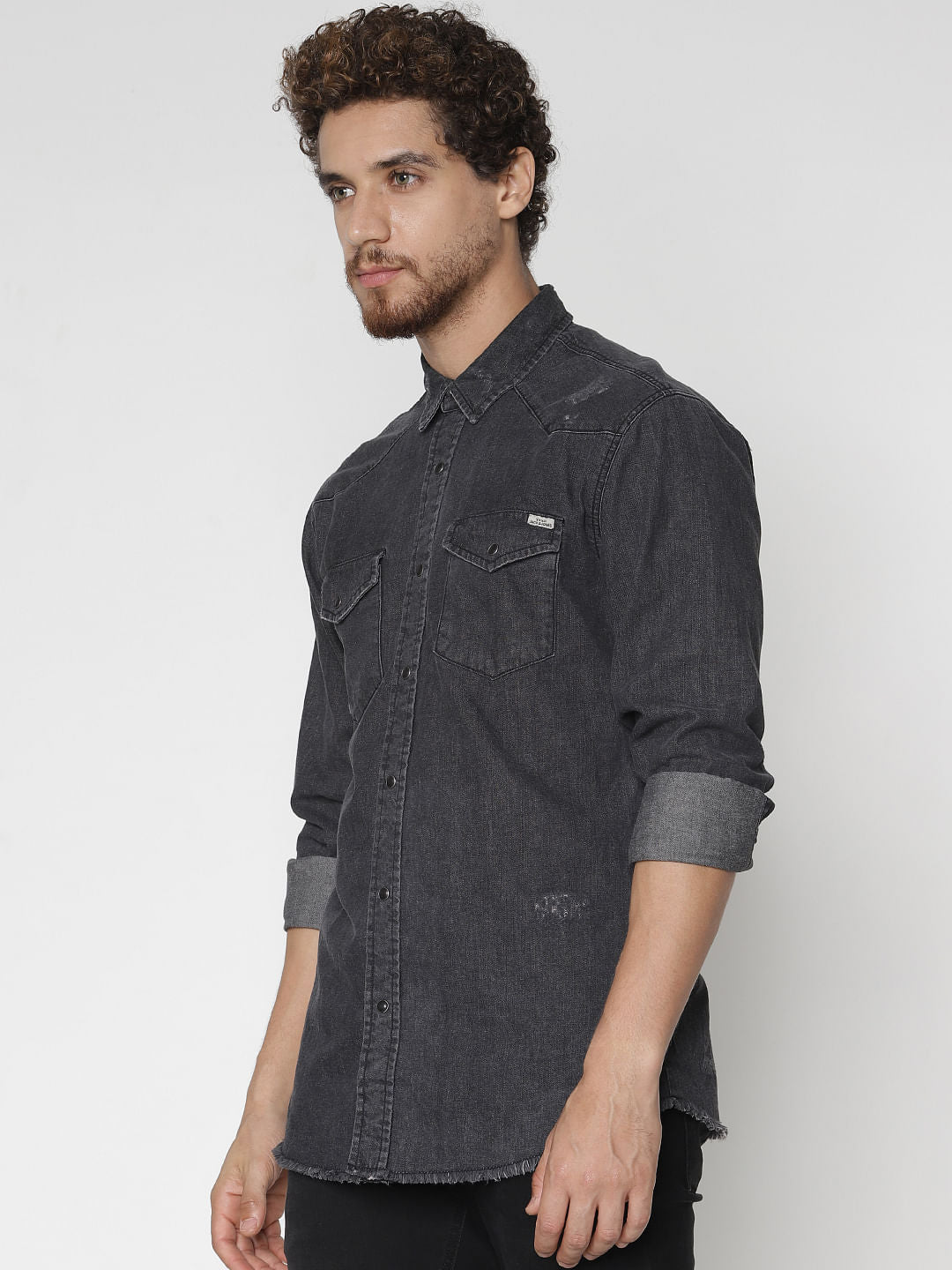 Black Denim Full Sleeves Shirt