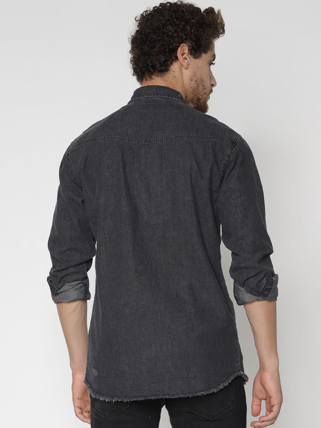 Black Denim Full Sleeves Shirt