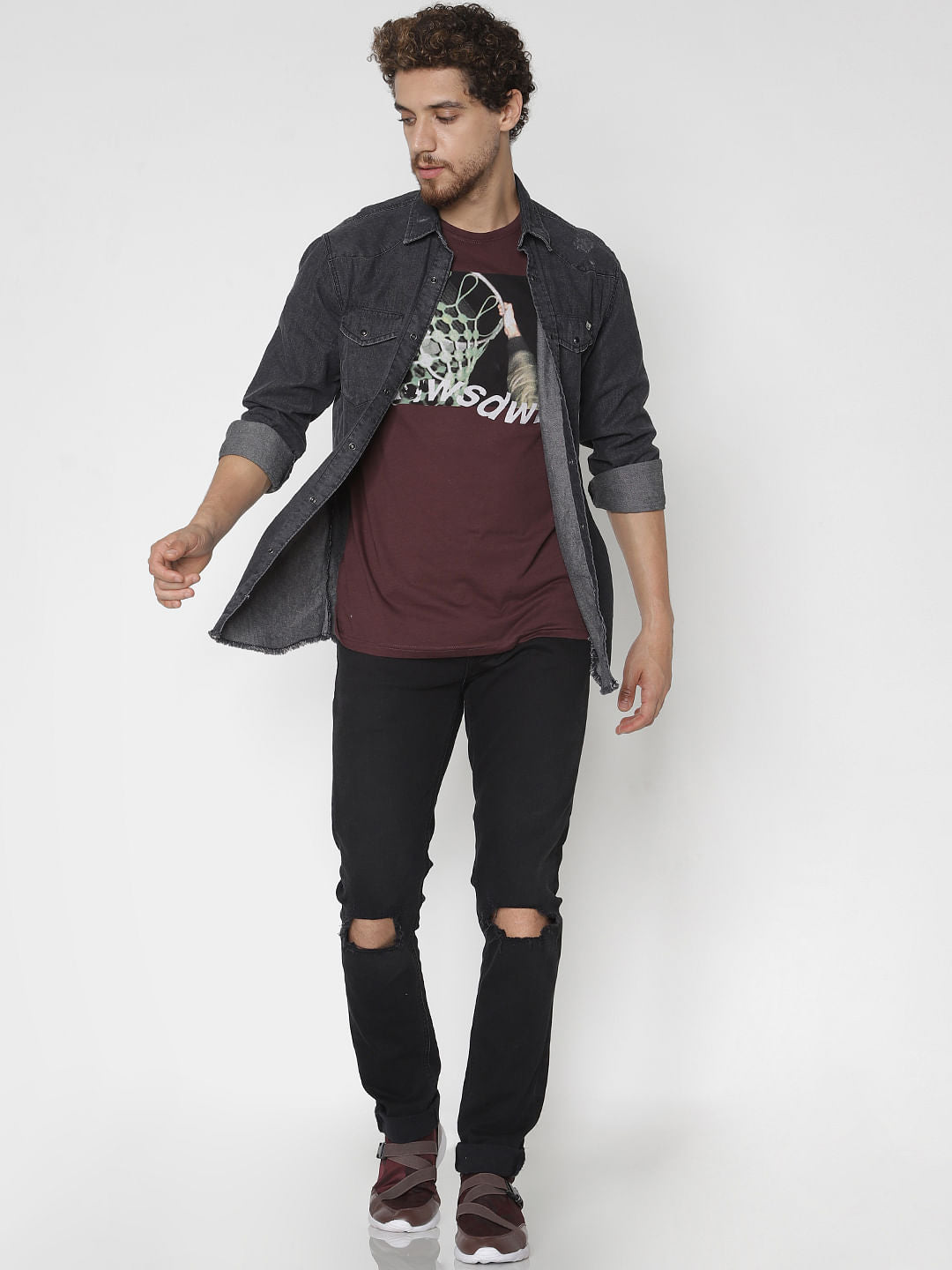 Black Denim Full Sleeves Shirt