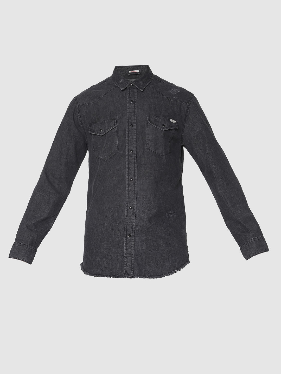 Black Denim Full Sleeves Shirt