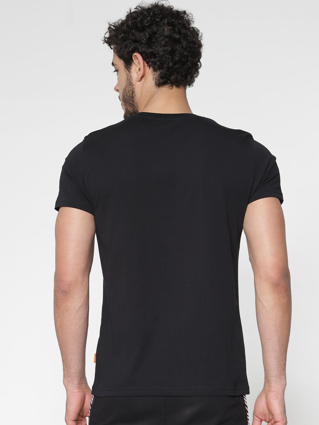Black Printed Slim Fit Crew Neck T-Shirt