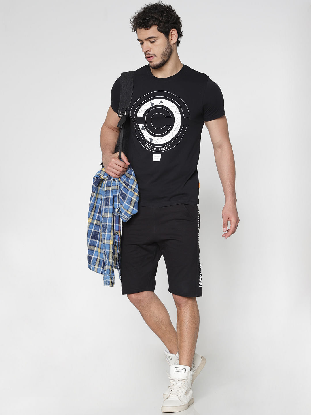 Black Printed Slim Fit Crew Neck T-Shirt