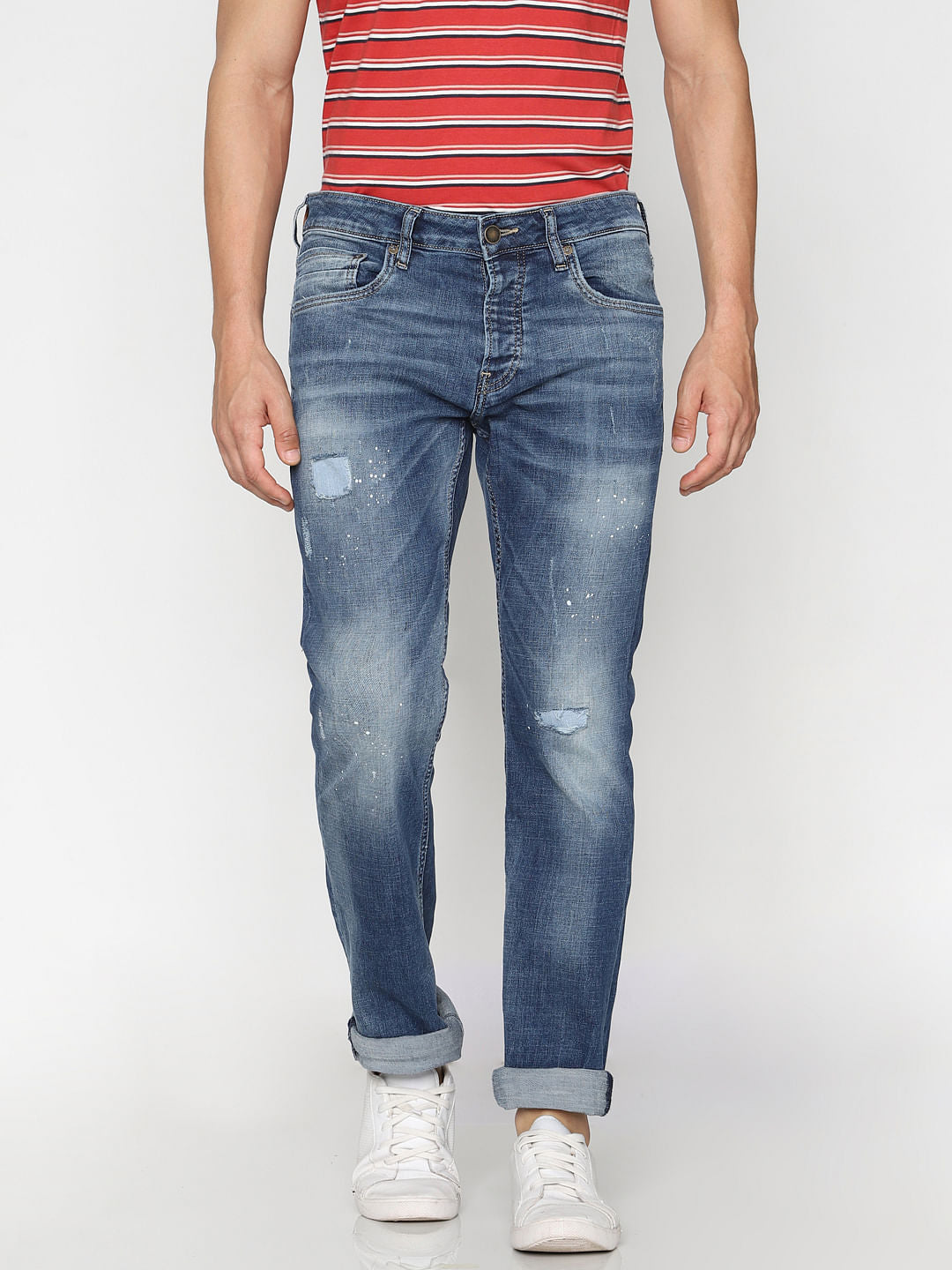 Blue Low Rise Clark Regualr Fit Jeans