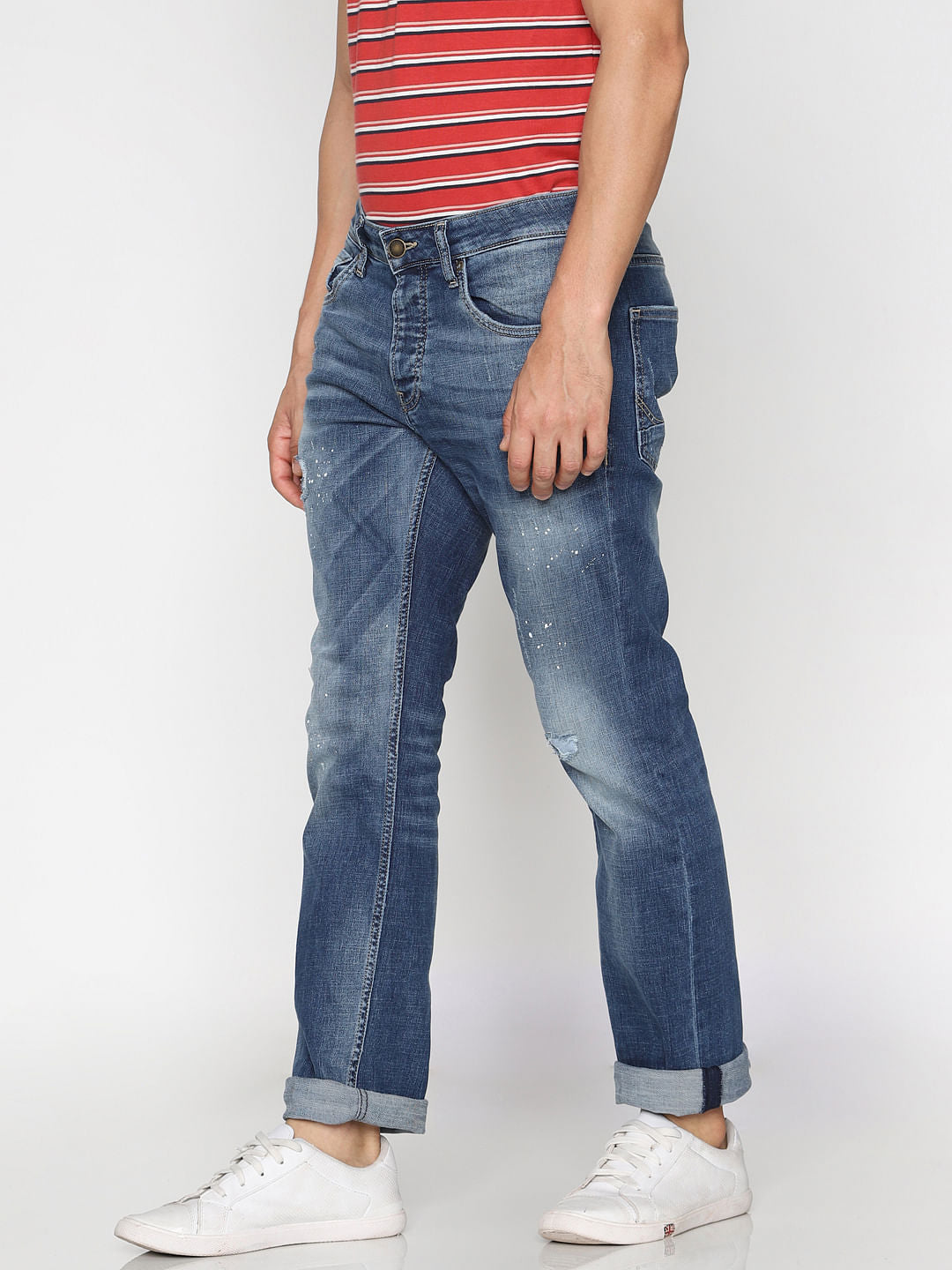 Blue Low Rise Clark Regualr Fit Jeans