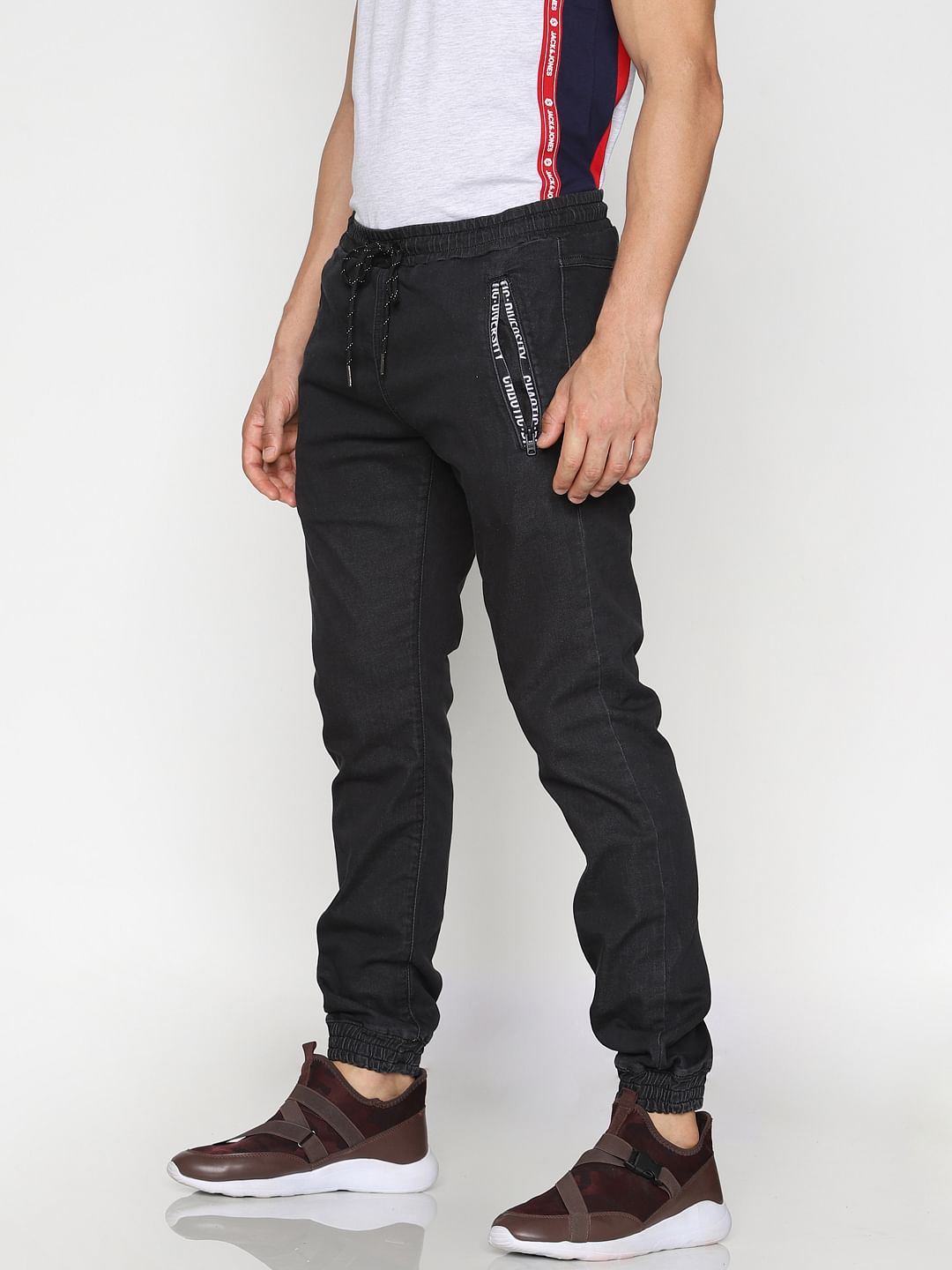 Black Drawstring Erik Anti Fit Jeans