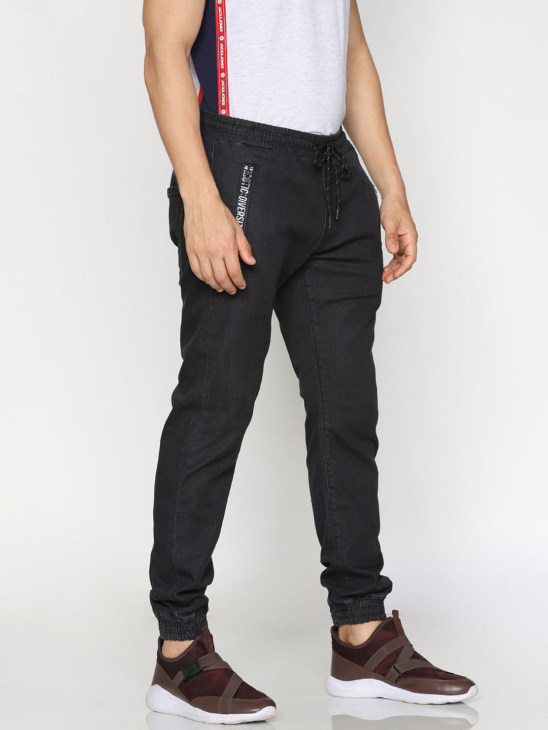 Black Drawstring Erik Anti Fit Jeans