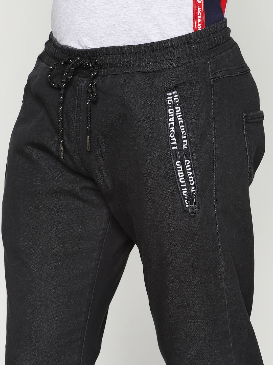 Black Drawstring Erik Anti Fit Jeans