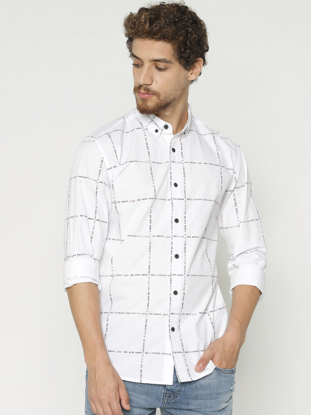 White Checks Slim Fit Full Sleeves Shirt