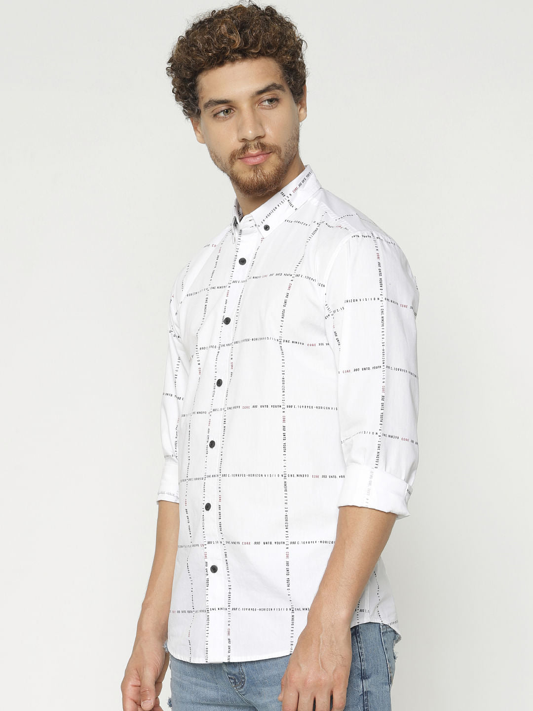 White Checks Slim Fit Full Sleeves Shirt