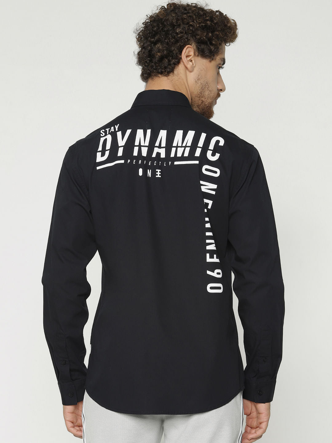 Black Printed Slim Fit Full Sleeves Shirt