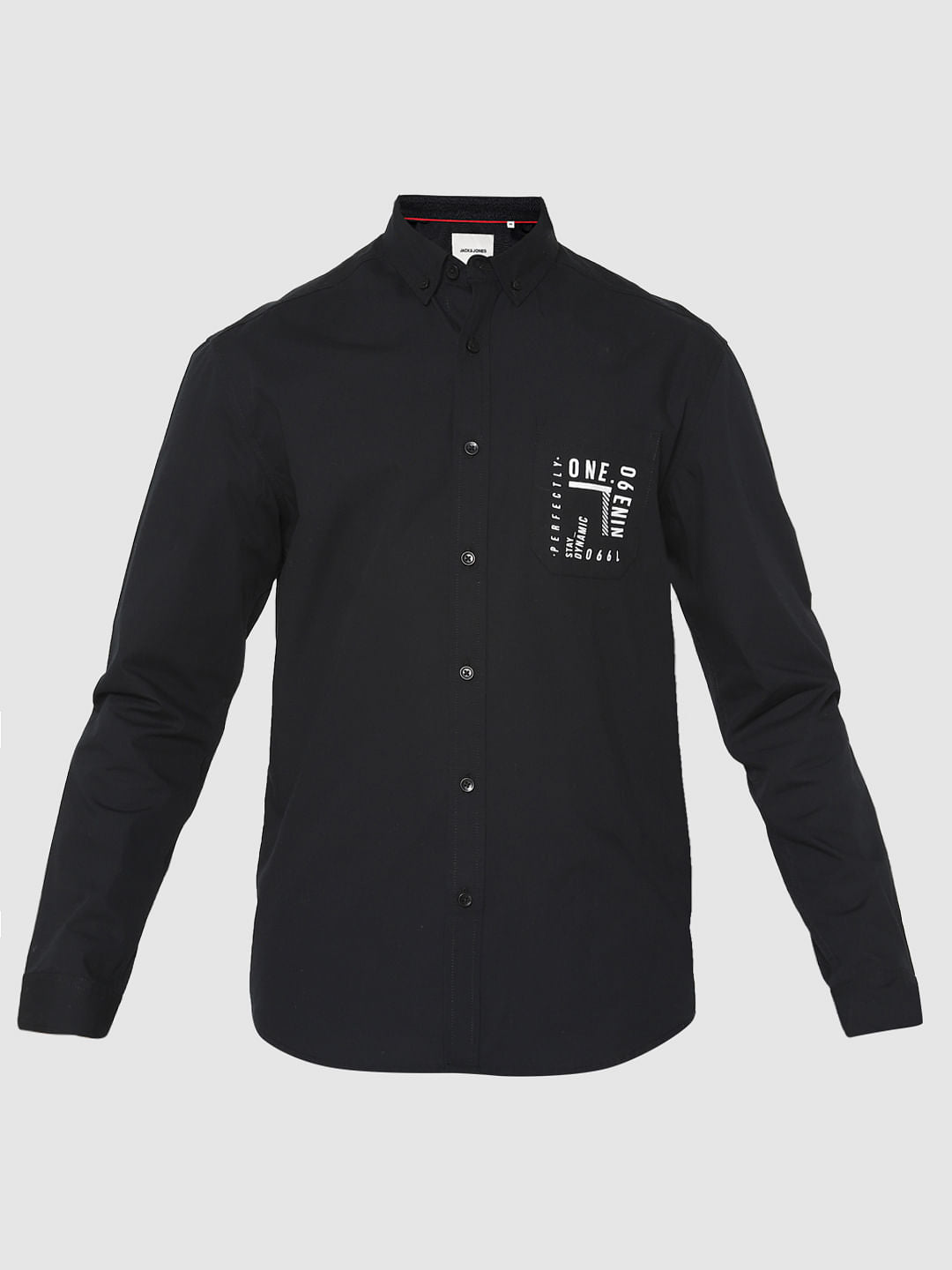 Black Printed Slim Fit Full Sleeves Shirt
