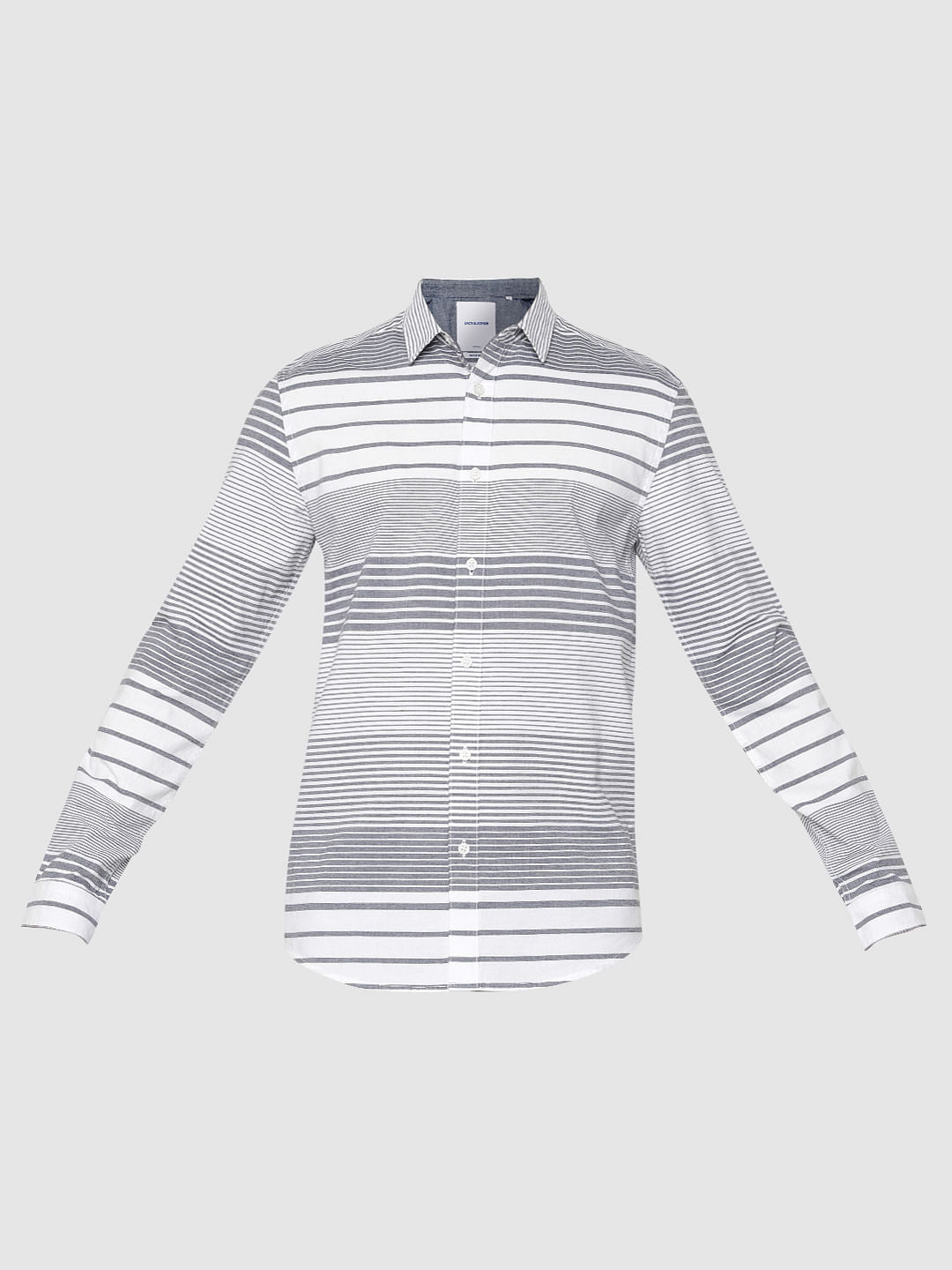 White Striped Slim Fit Full Sleeves Shirt