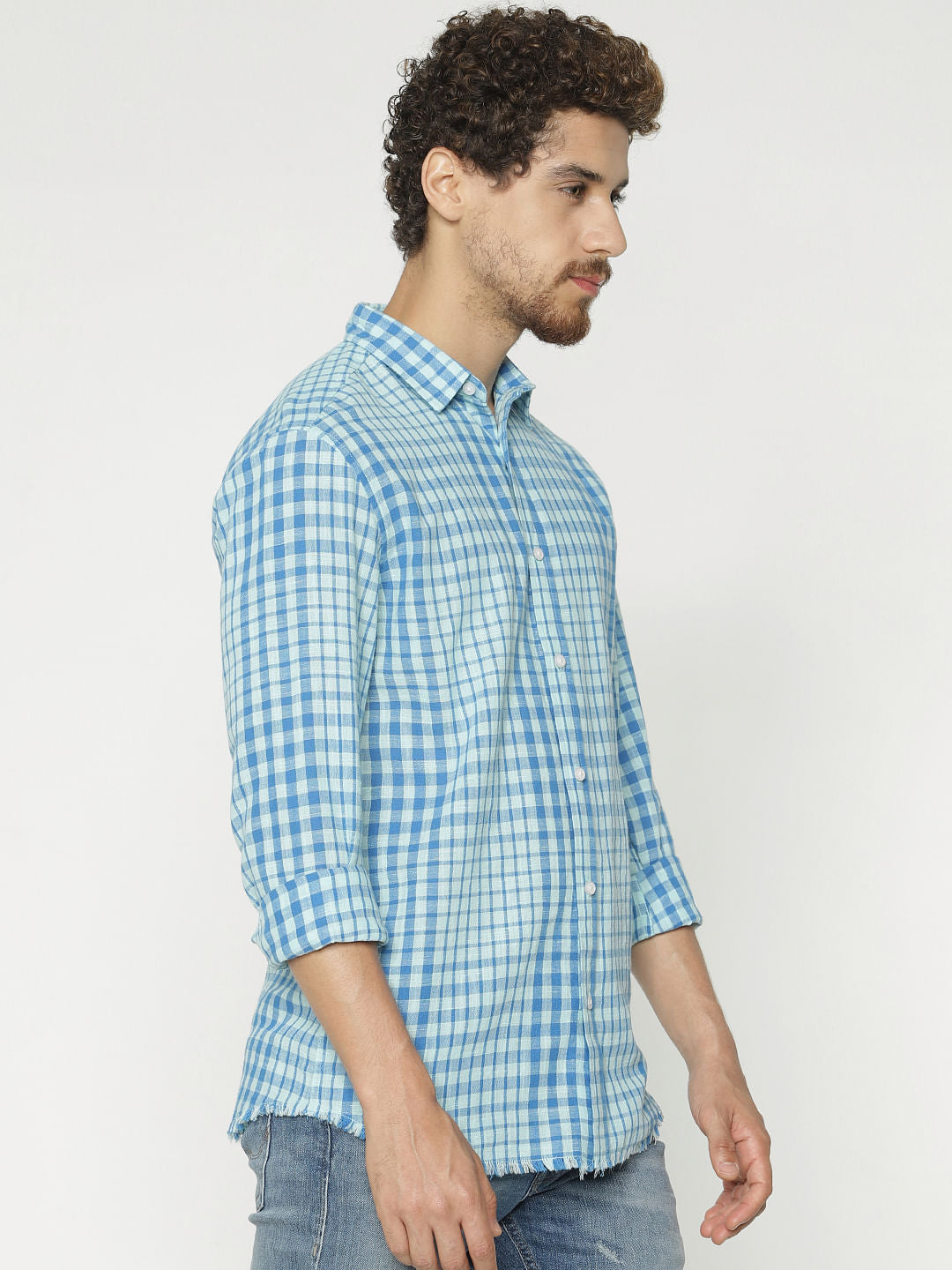 Blue Checks Slim Fit Full Sleeves Shirt