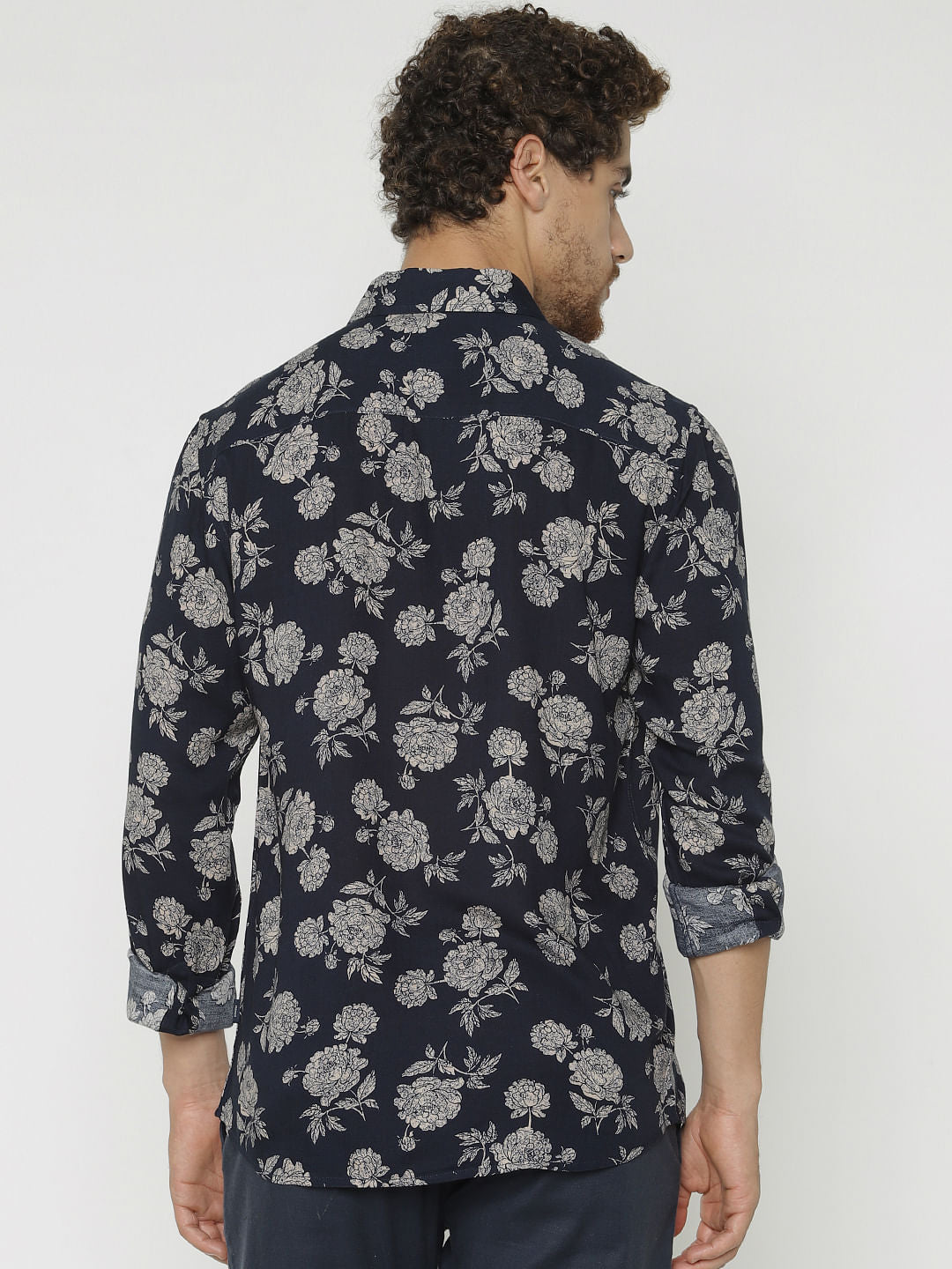 Blue All Over Print Slim Fit Full Sleeves Shirt