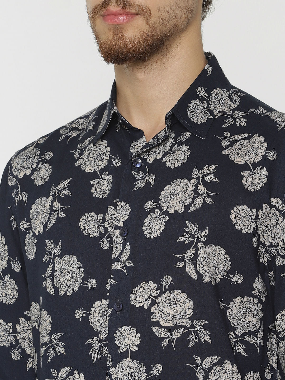 Blue All Over Print Slim Fit Full Sleeves Shirt