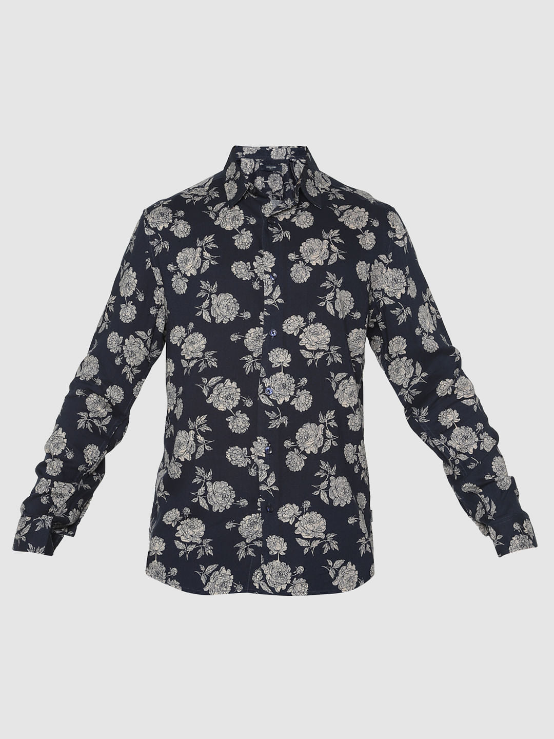 Blue All Over Print Slim Fit Full Sleeves Shirt