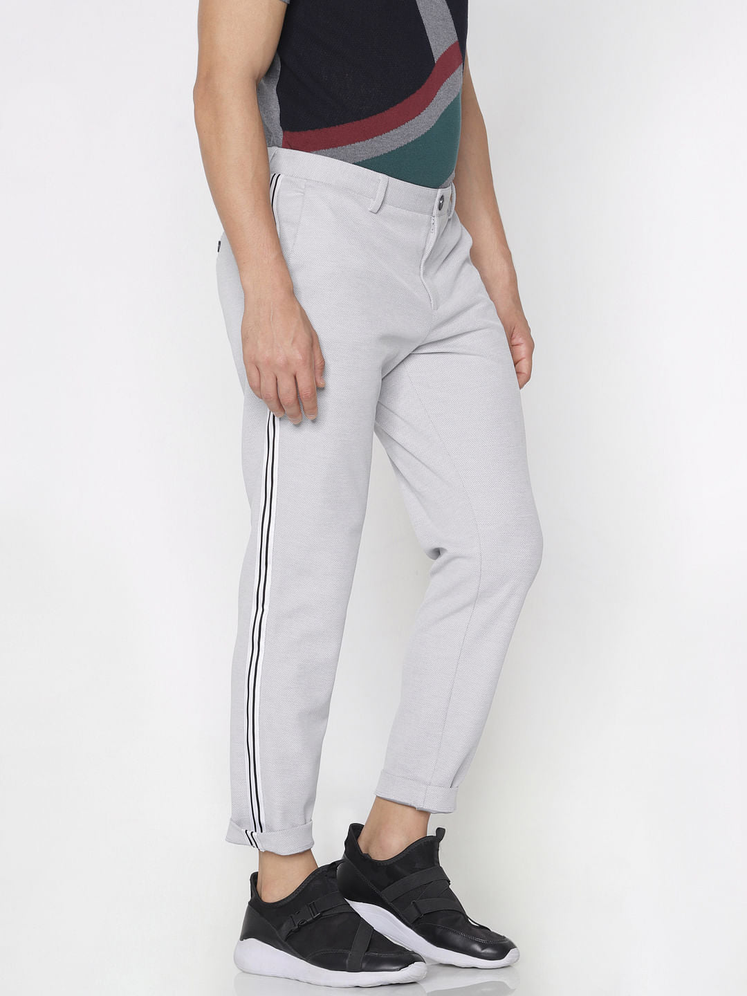 Grey Tape Detail Trousers