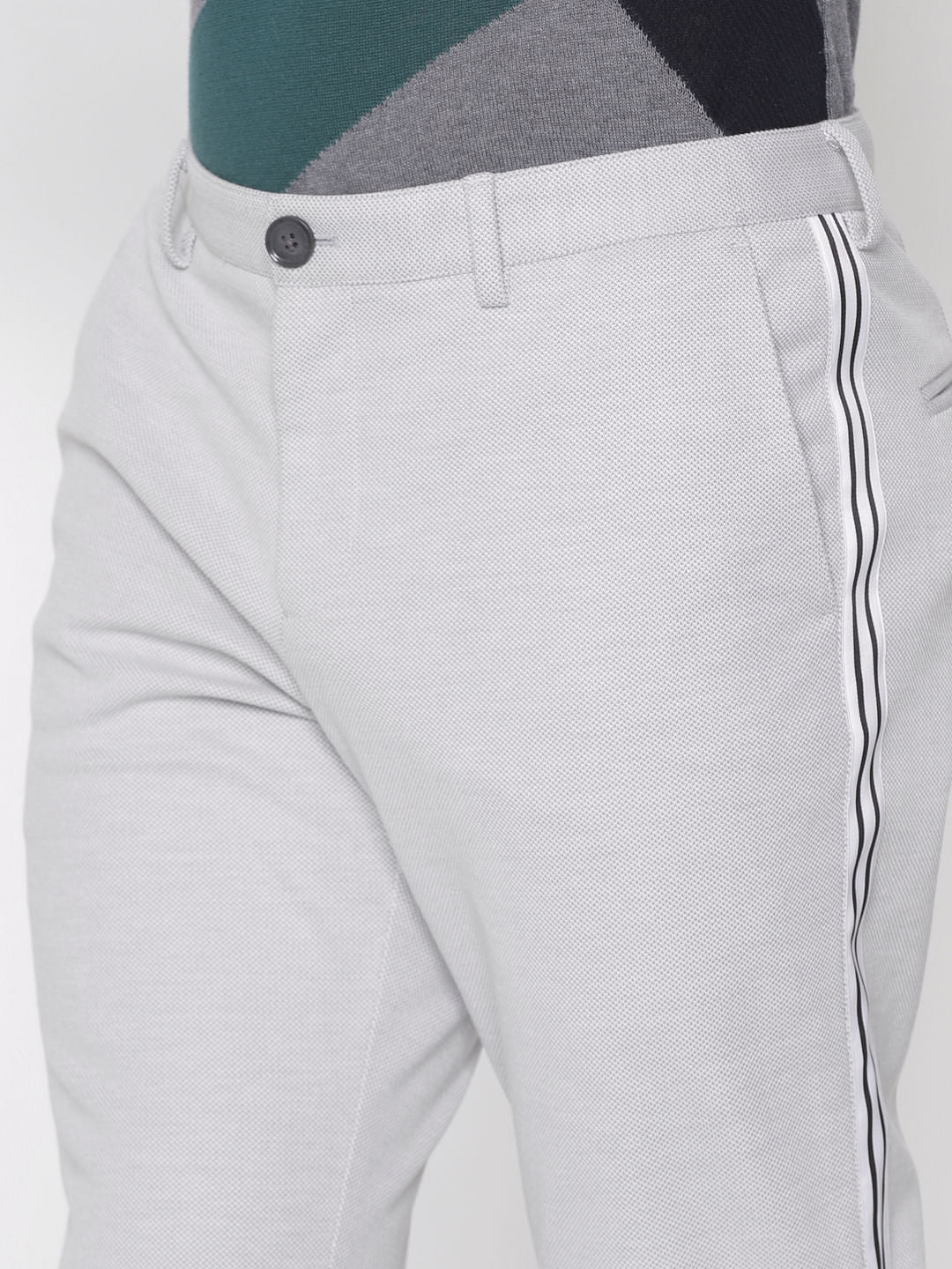 Grey Tape Detail Trousers