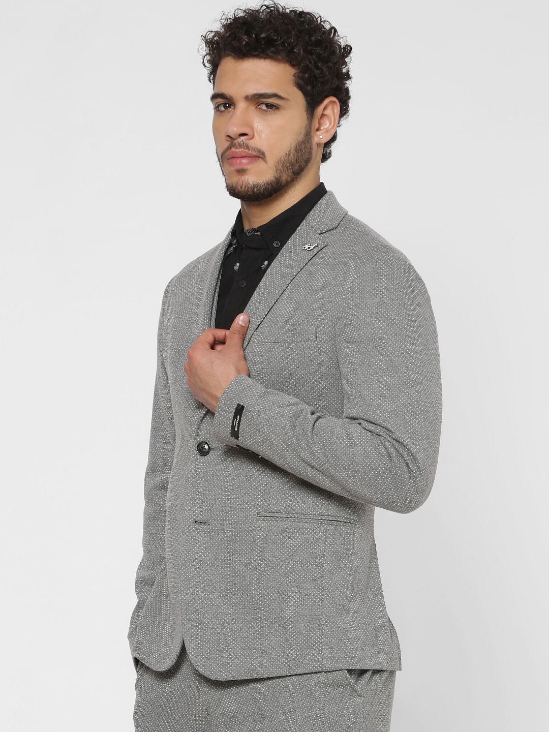 Grey Double Button Blazer