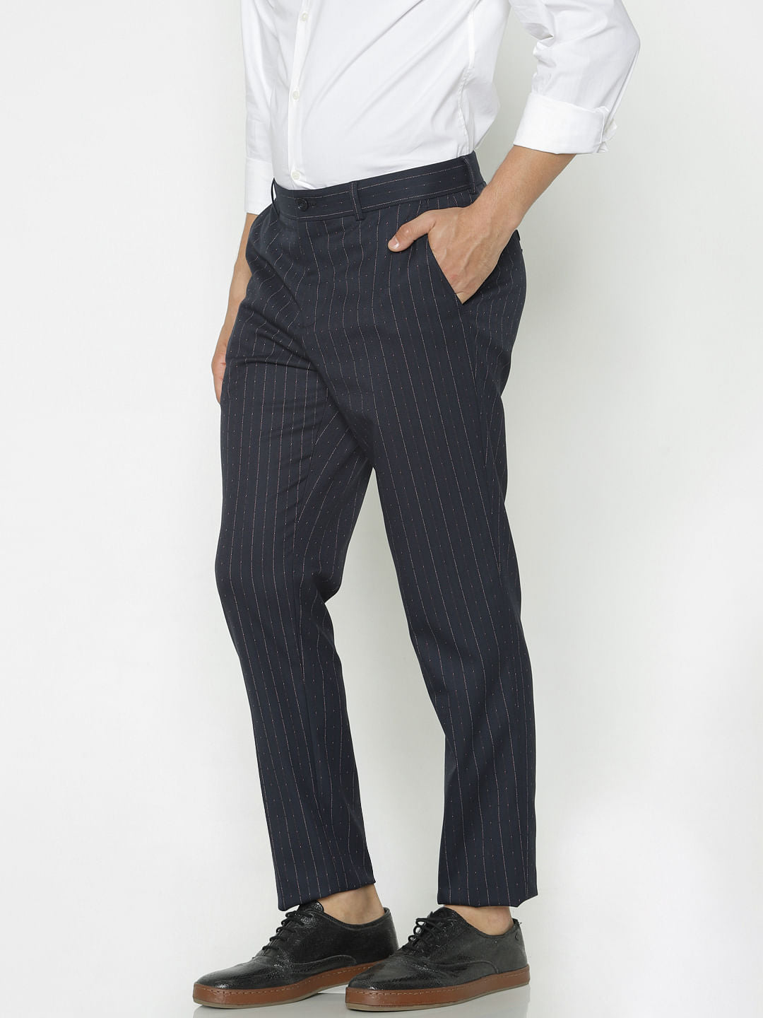 Navy Blue Striped Trousers