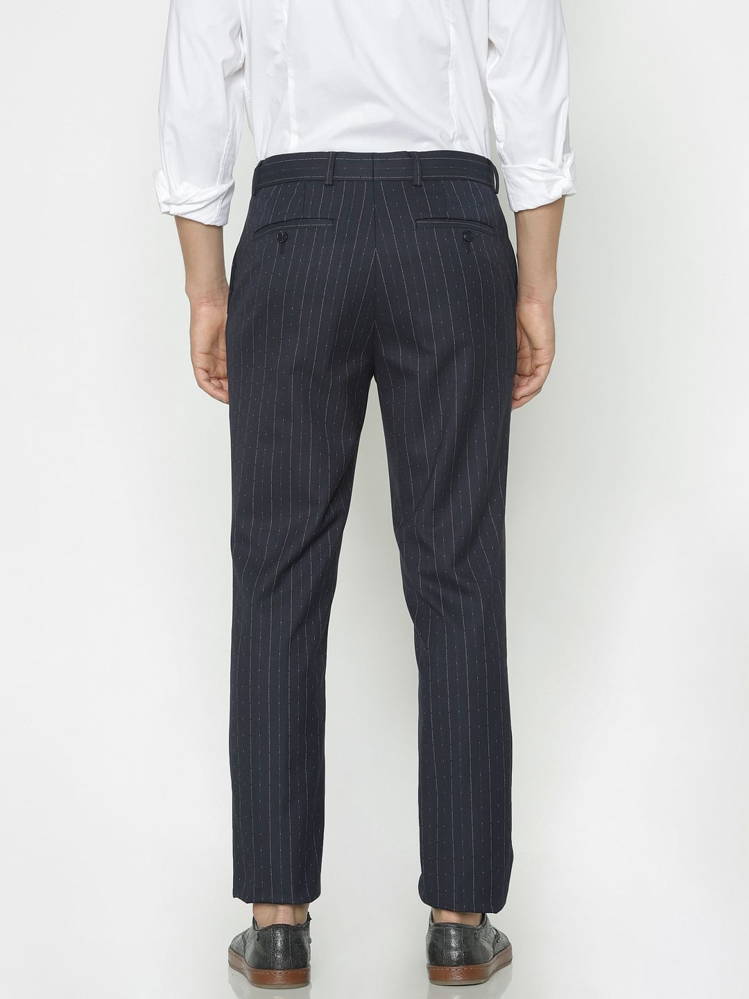 Navy Blue Striped Trousers