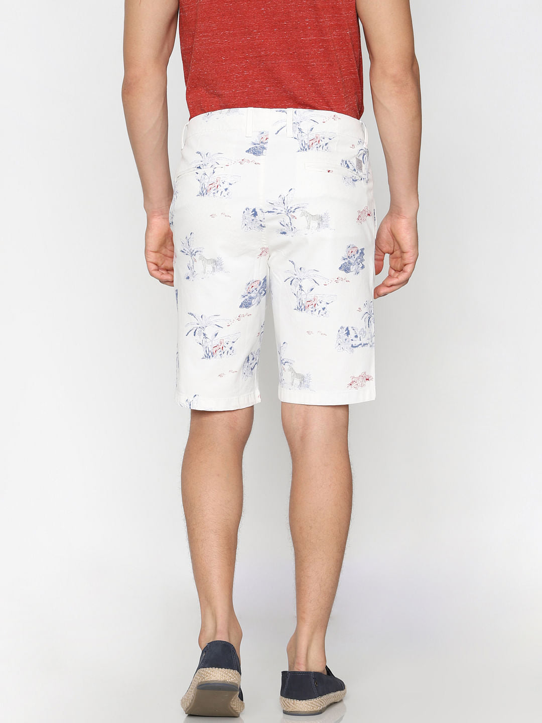 White All Over Print Chino Shorts