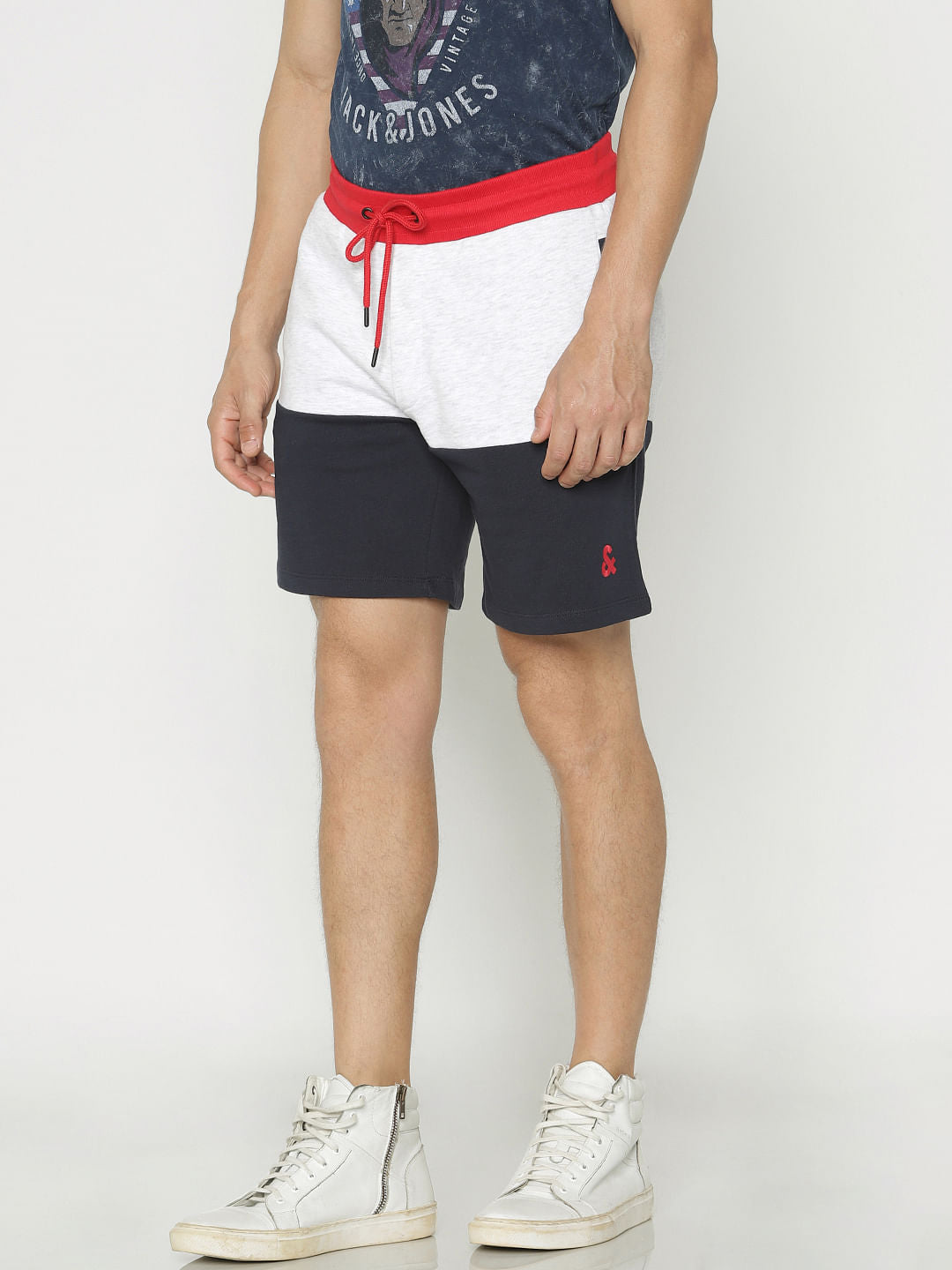 Blue Colour Blocked Sweatshorts