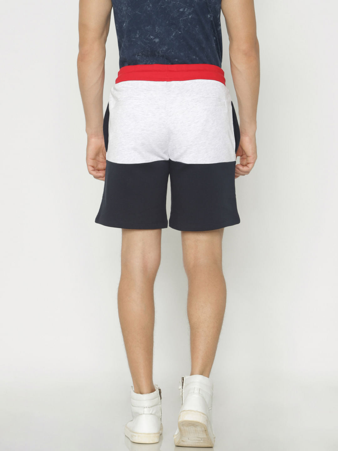 Blue Colour Blocked Sweatshorts