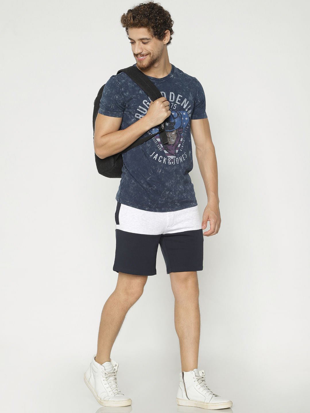Blue Colour Blocked Sweatshorts