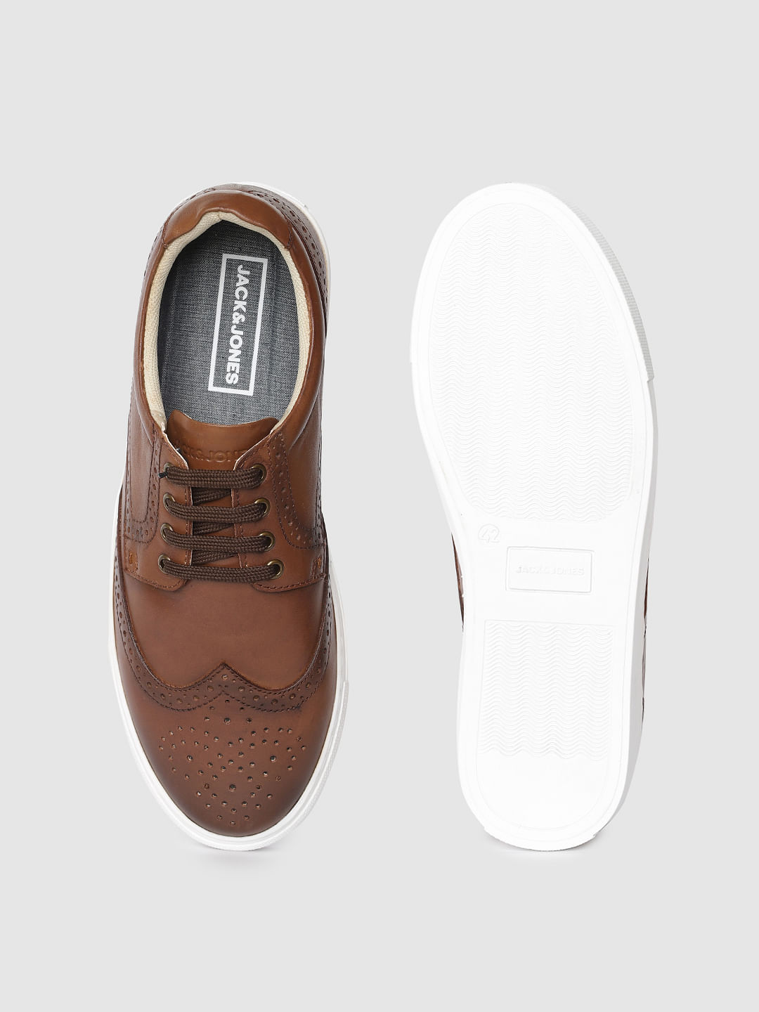 Brown Perforated Brouge Sneakers