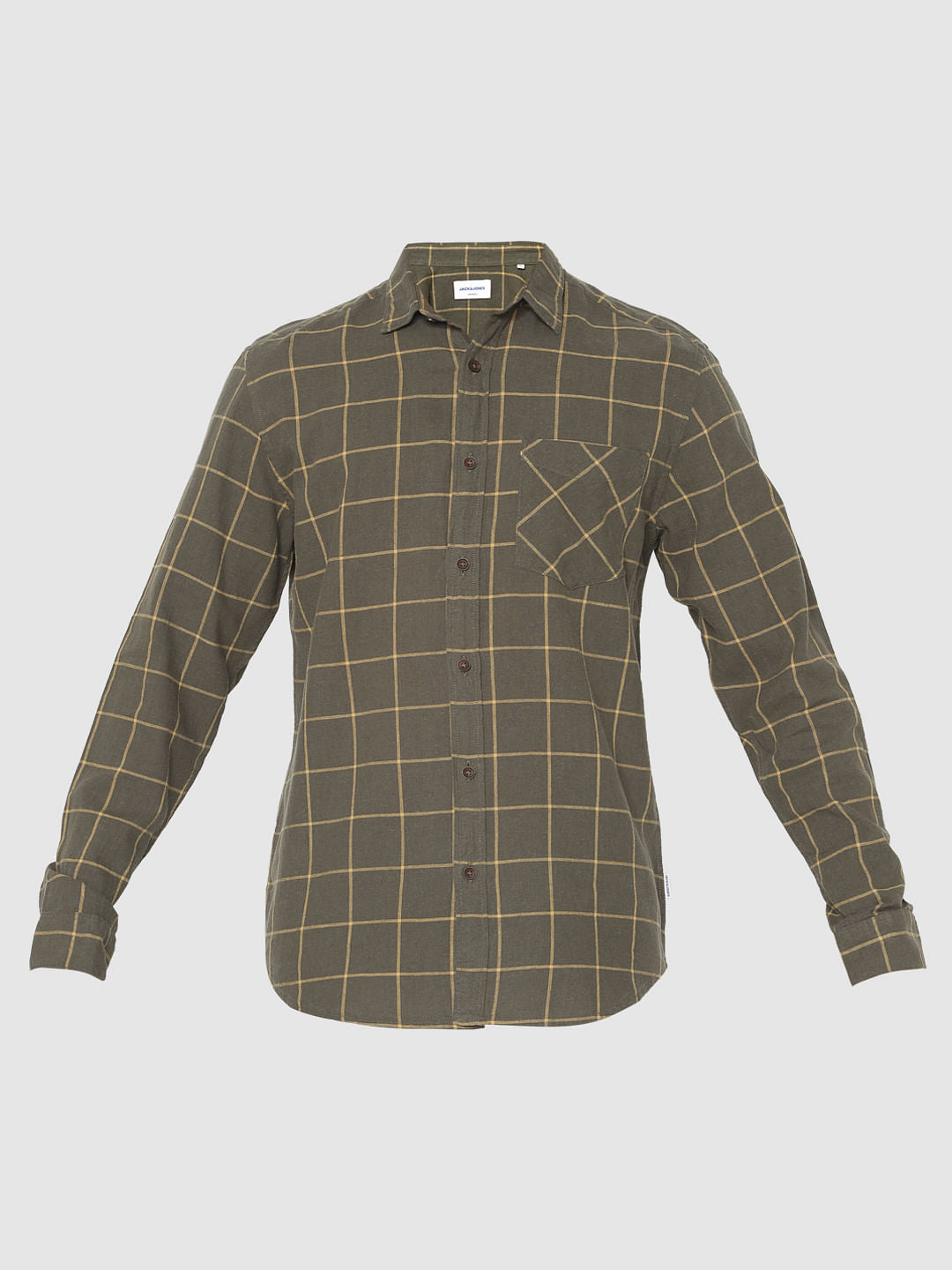Green Check Slim Fit Full Sleeves Shirt