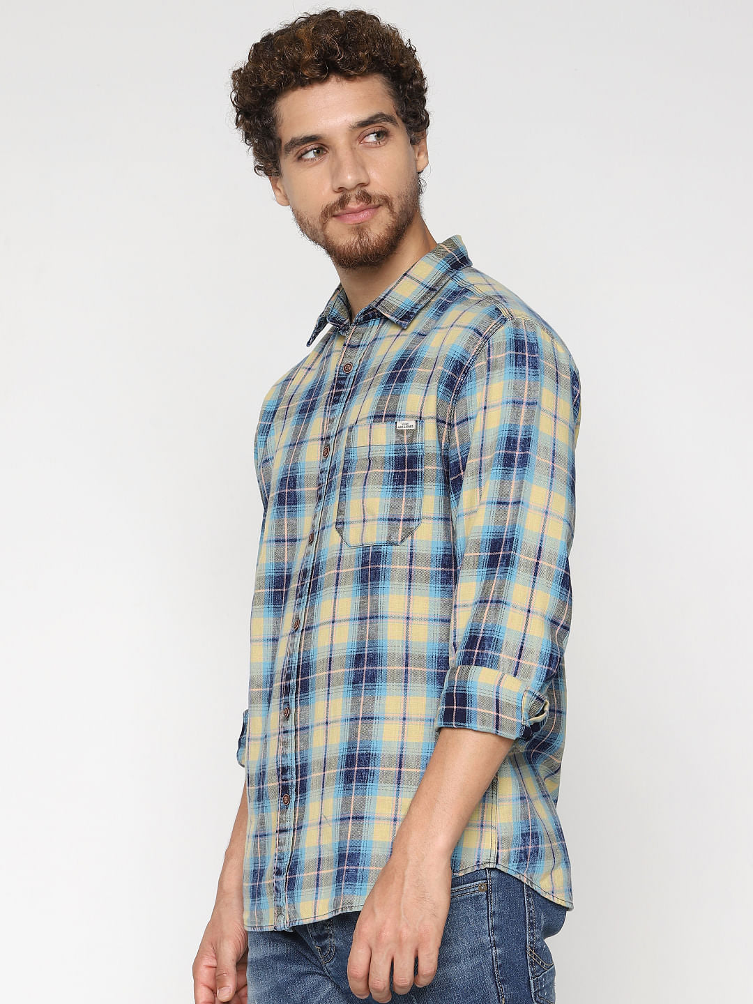 Yellow Check Full Sleeves Shirt