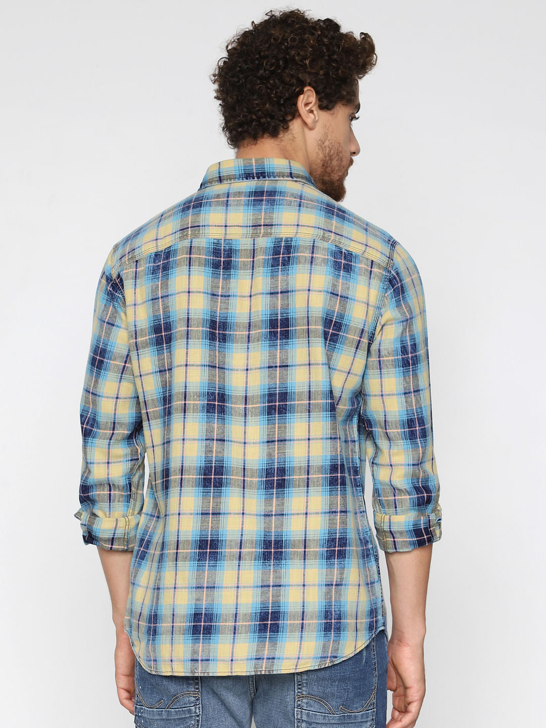 Yellow Check Full Sleeves Shirt