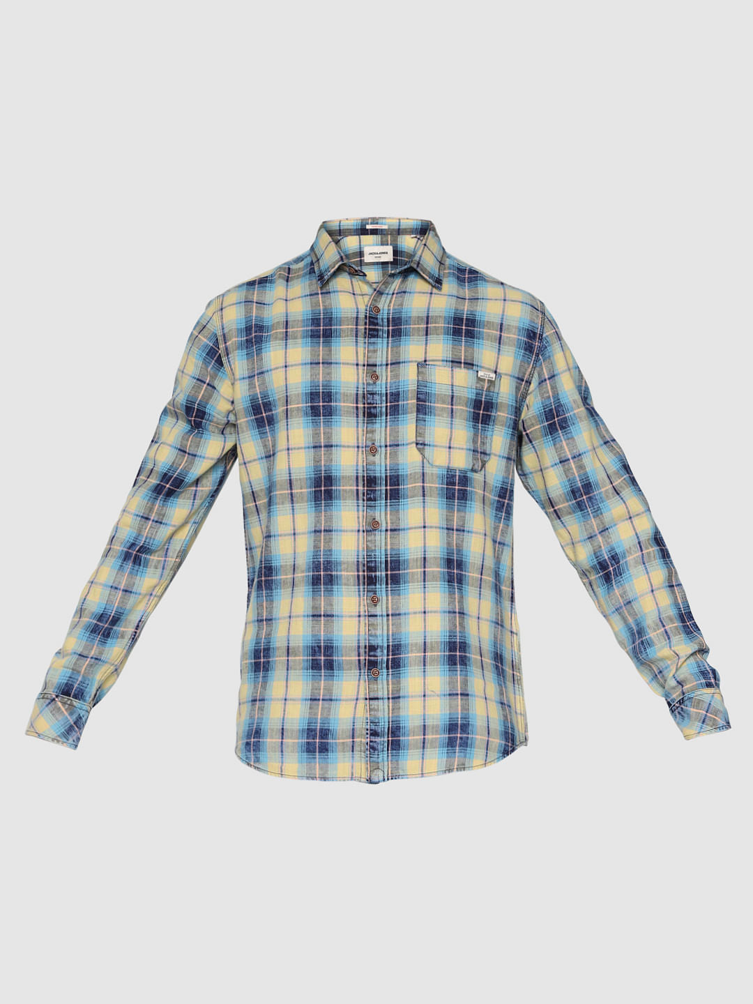 Yellow Check Full Sleeves Shirt