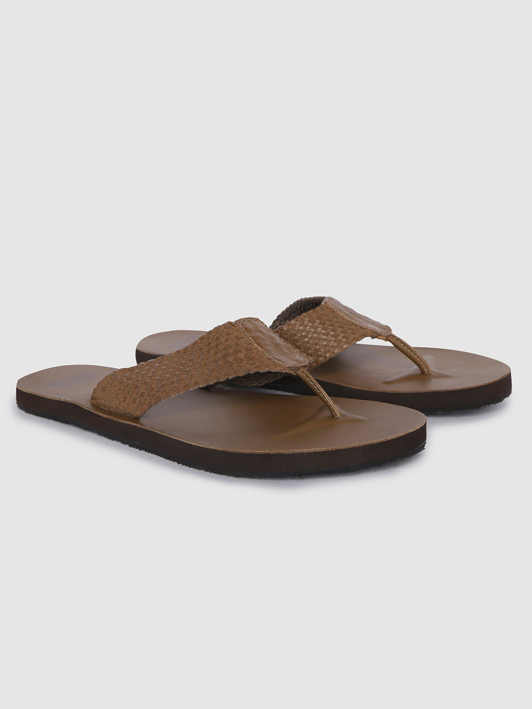 Brown Leather Flip Flops