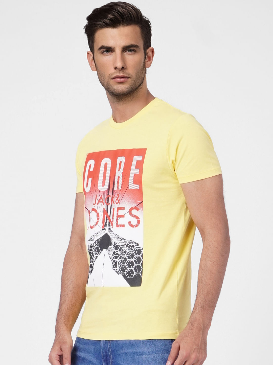 Yellow Graphic Print Crew Neck T-shirt