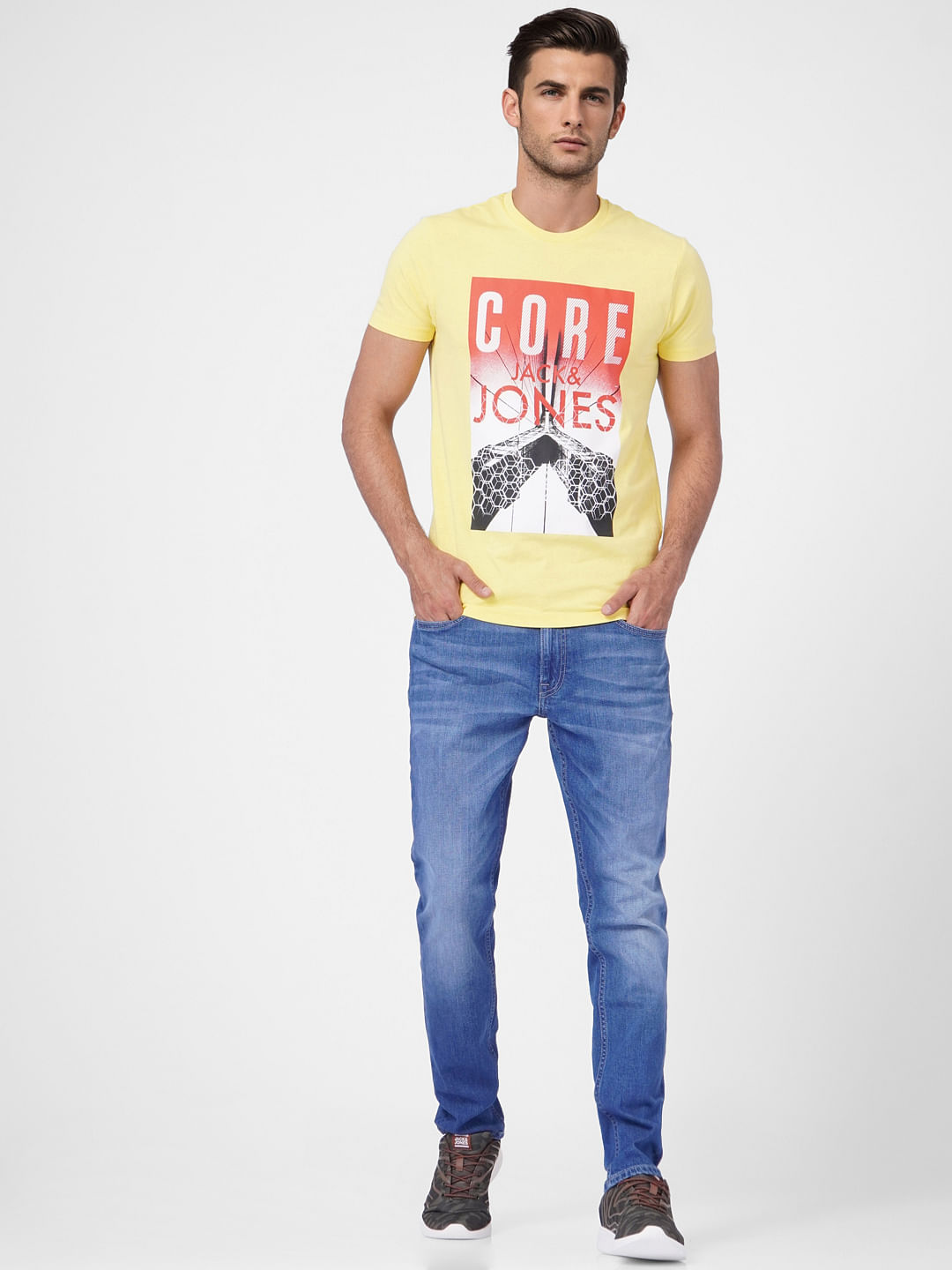Yellow Graphic Print Crew Neck T-shirt